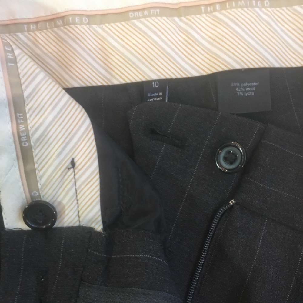 The Limited Drew Fit wool blend charcoal pinstripe